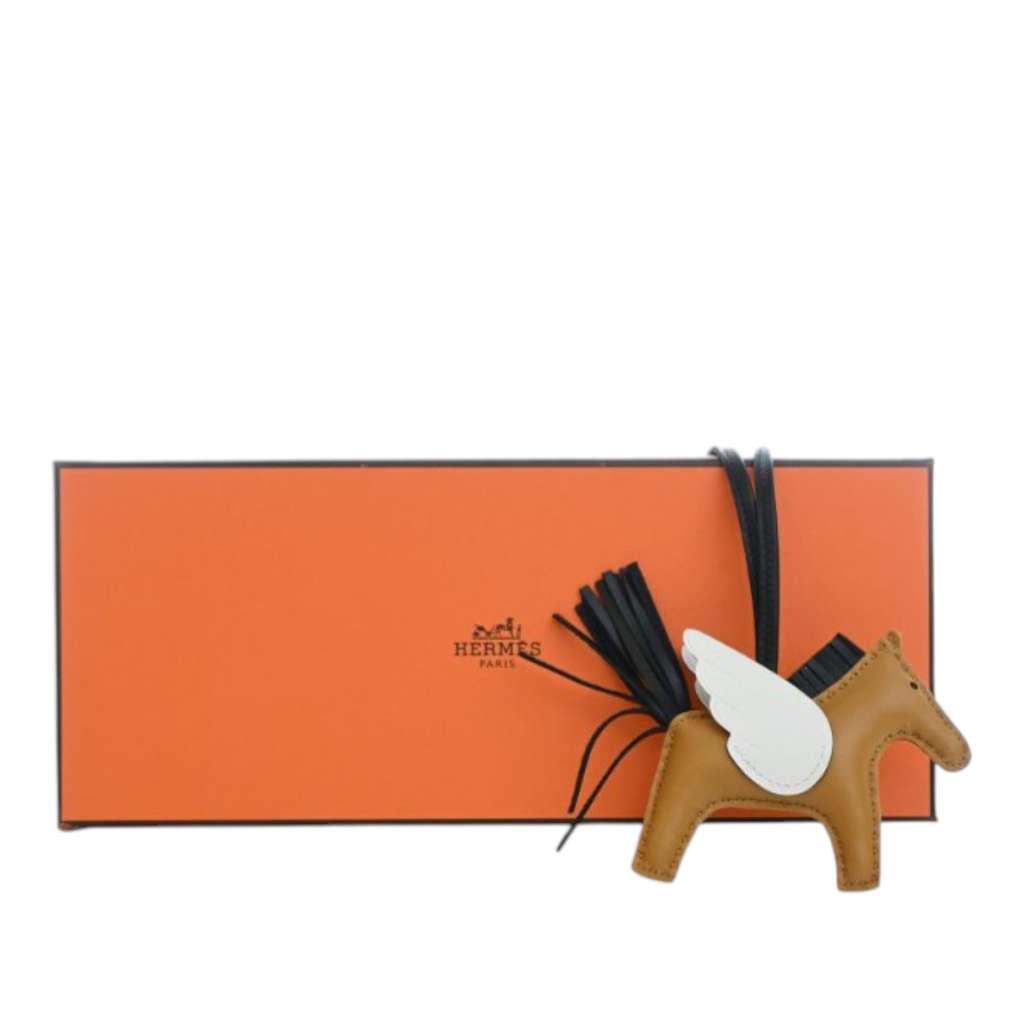 Hermès Milo Lambskin and Swift Grigri Rodeo Pegase Bag Charm PM Brown Leather Good condition - Box View