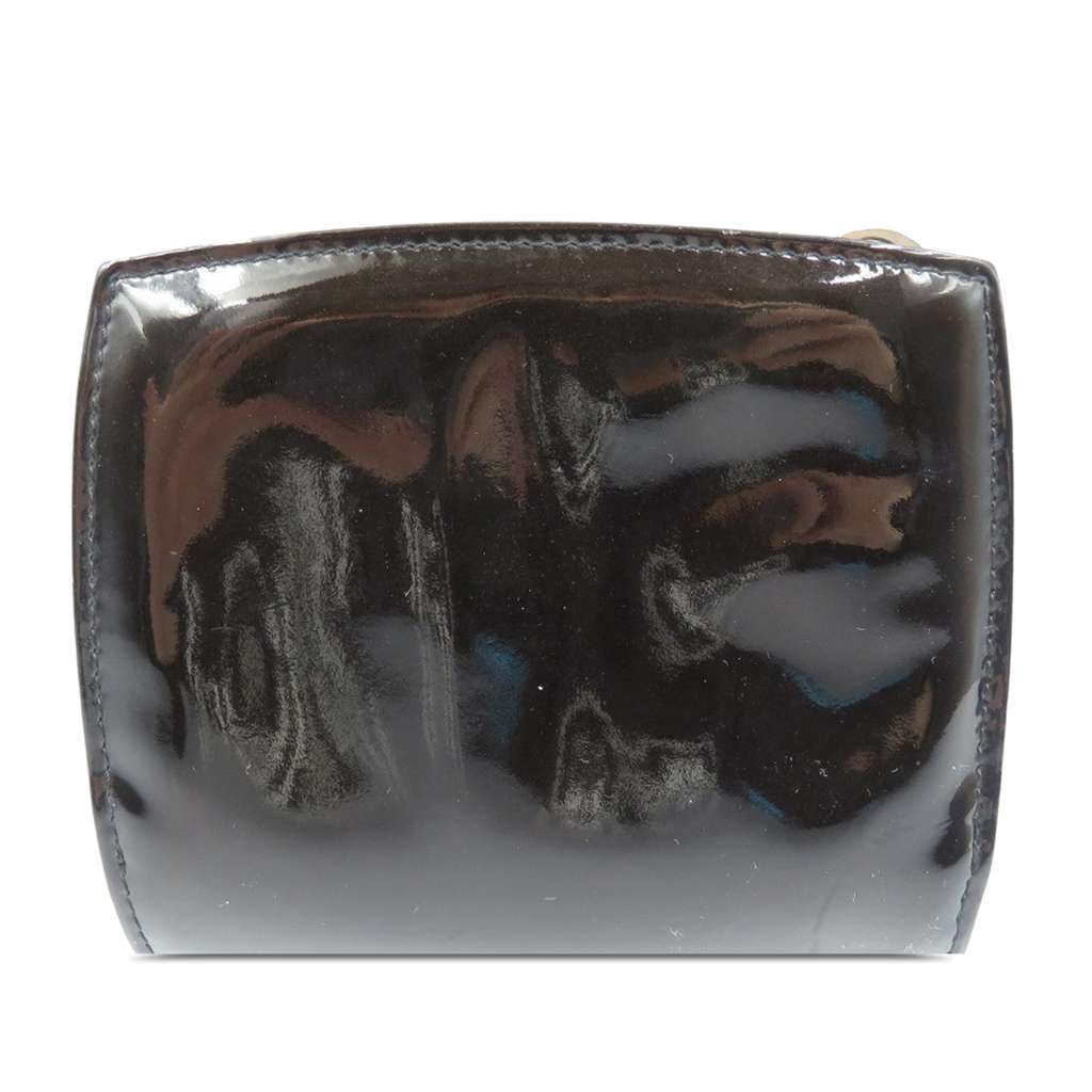 Chanel CC Patent Makeup Line Compact Wallet Black Leather Good condition - Back View