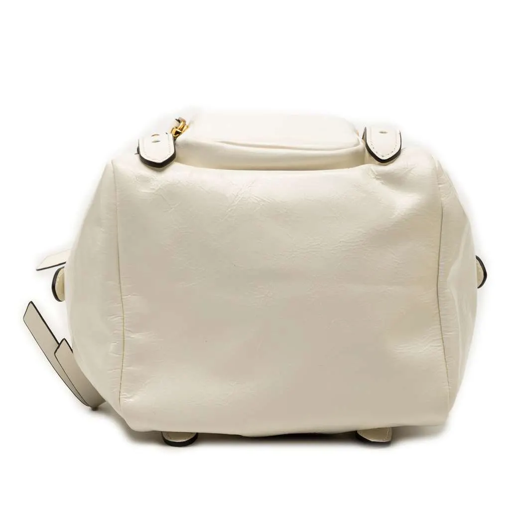 Prada Mini Soft Calfskin Dangle Top Handle Bag White Leather Very good - Inside View