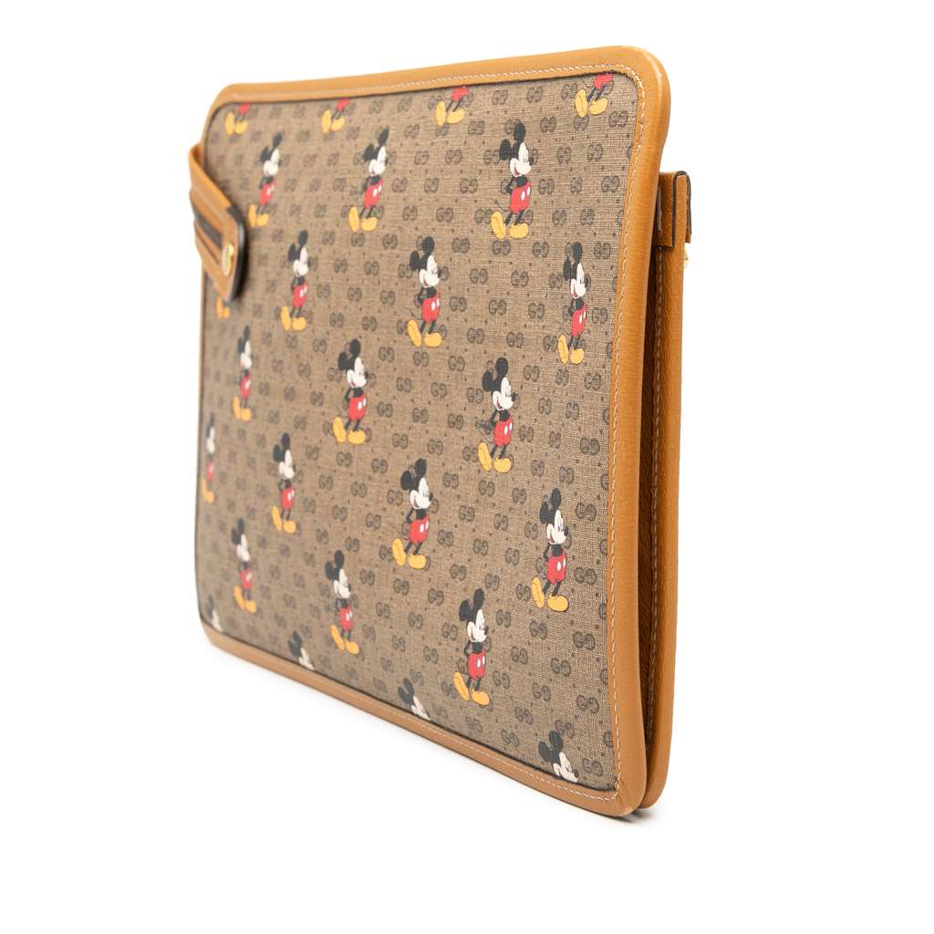 Gucci Disney Micro GG Supreme Mickey Mouse Clutch Brown Canvas Good condition - Back View