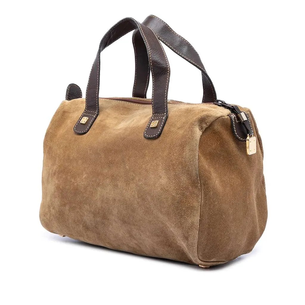 Loewe Suede Anagram Boston Bag Brown Leather Very good - Back View