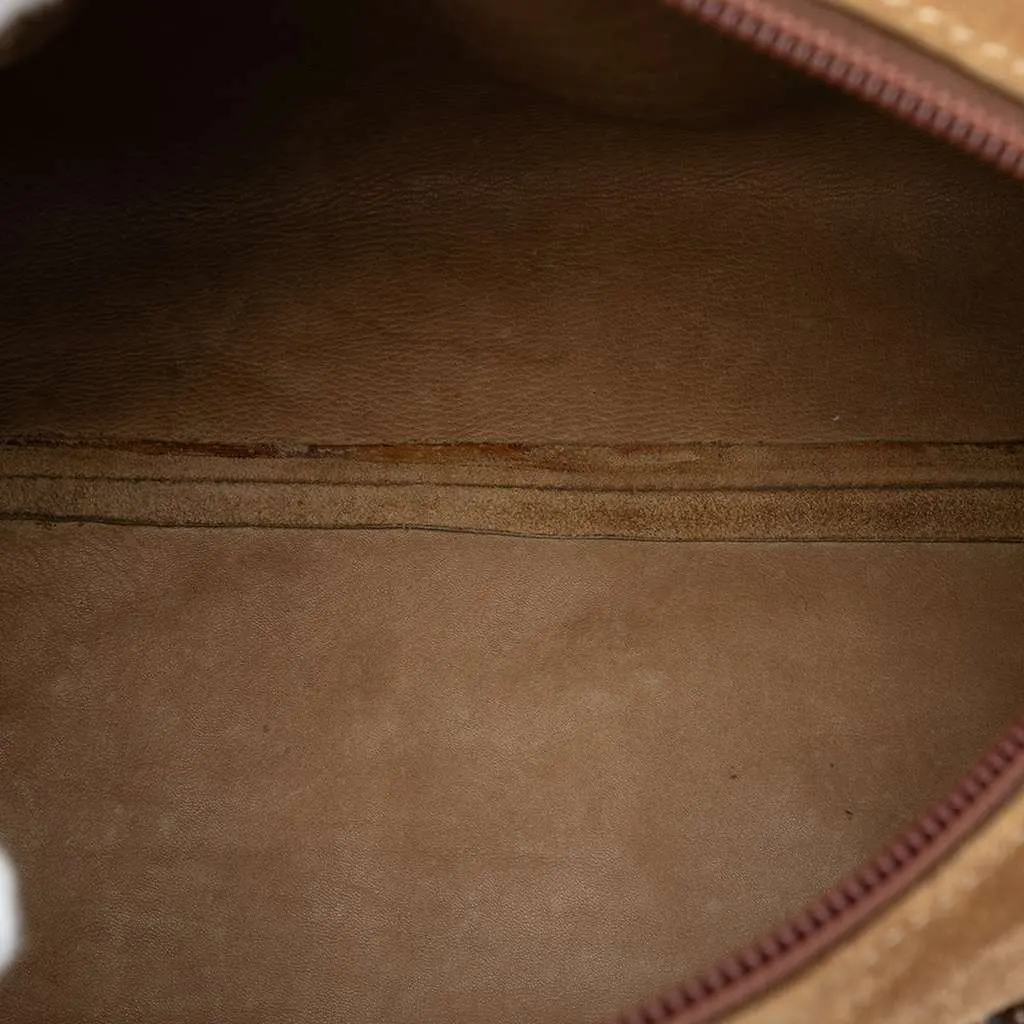Loewe Suede Anagram Boston Bag Brown Leather Very good - Model View