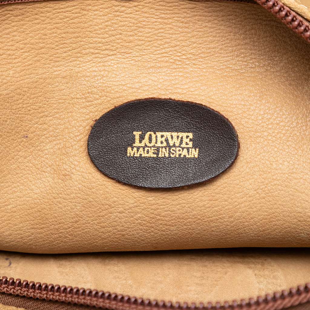 Loewe Suede Anagram Boston Bag Brown Leather Good condition - Box View