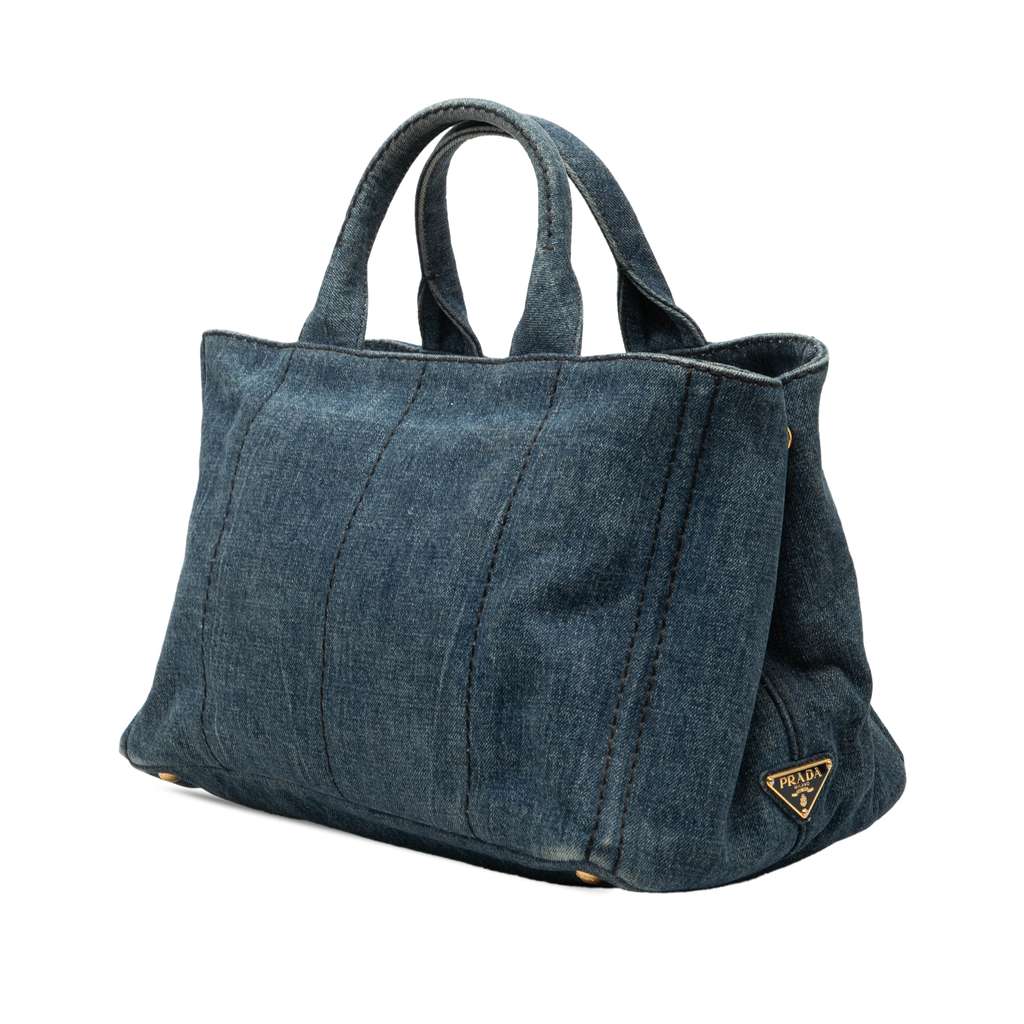 Prada Denim Canapa Logo Satchel Blue Denim Good condition - Back View