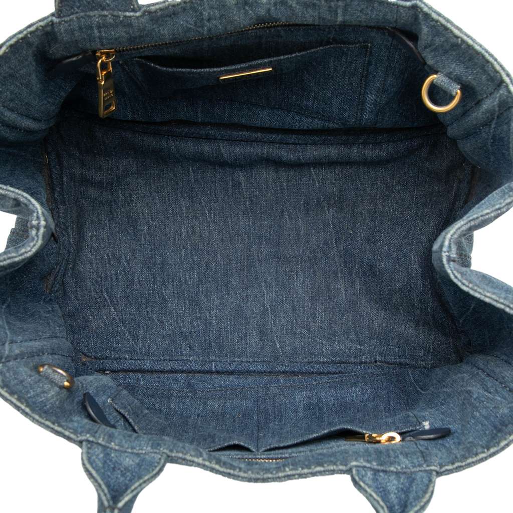 Prada Denim Canapa Logo Satchel Blue Denim Good condition - Model View