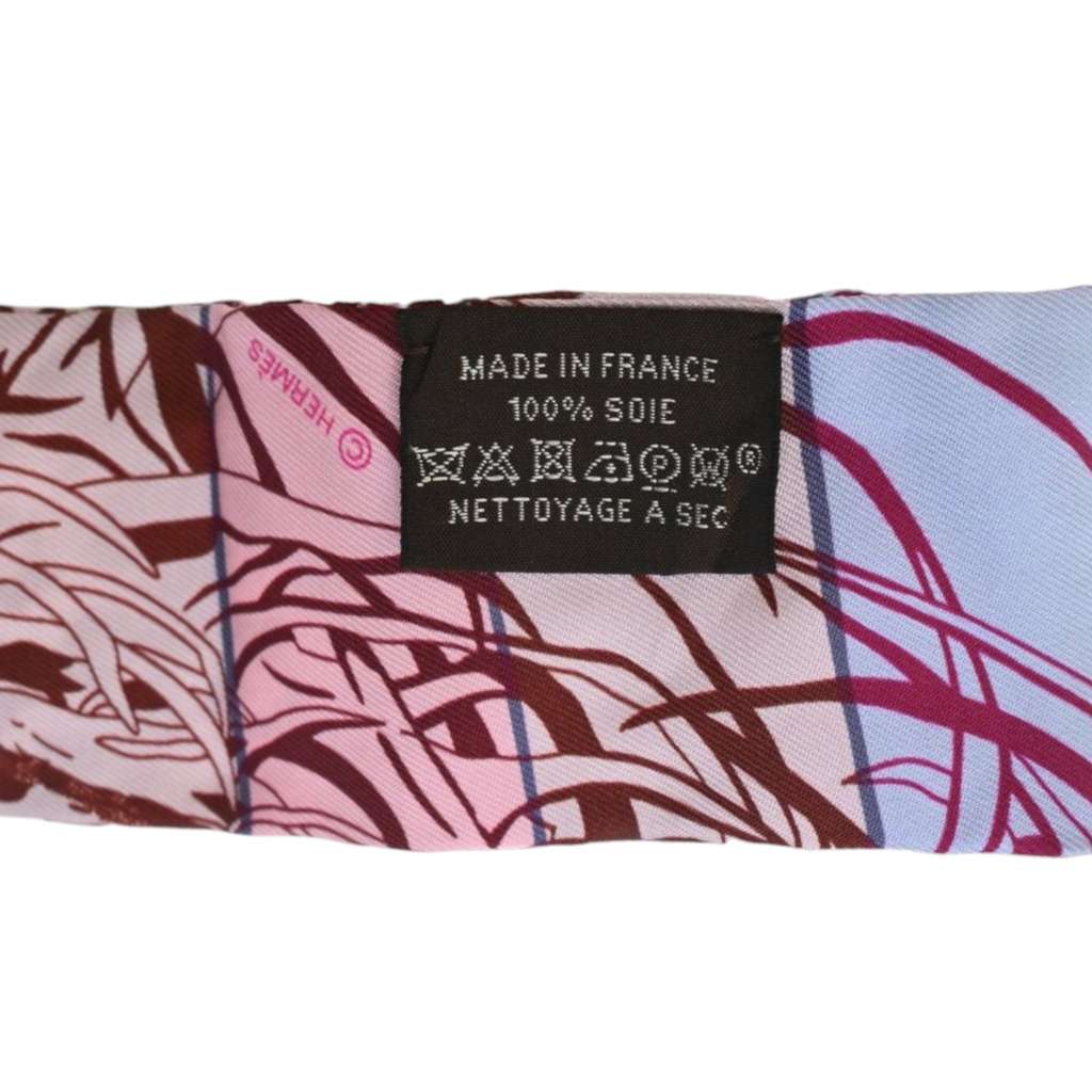 Hermès Jungle Love Rainbow Silk Twilly Scarf Pink Silk Good condition - Back View
