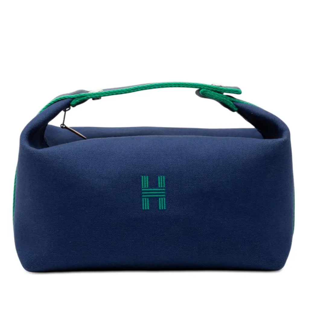 Hermès Large Toile Bride A Brac Case Blue Canvas Very good - Front View