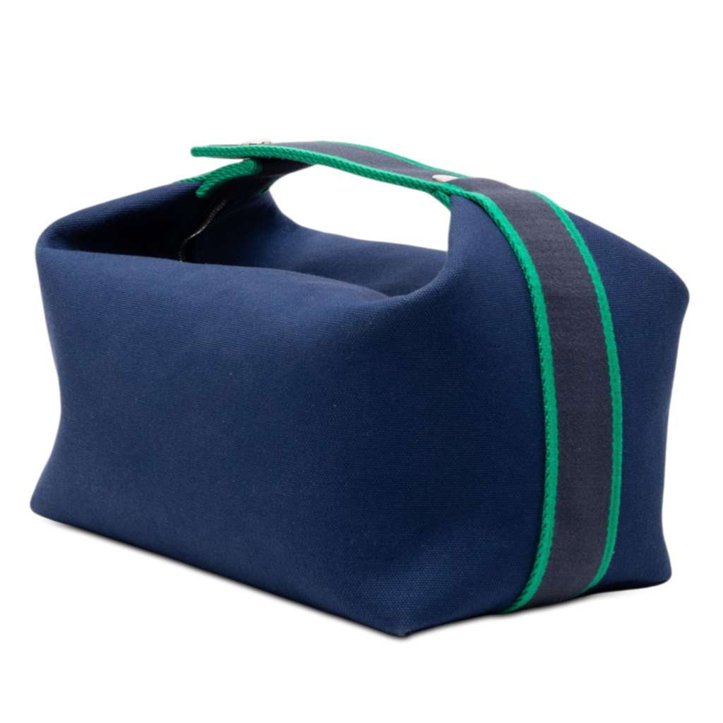 Hermès Large Toile Bride A Brac Case Blue Canvas Good condition - Back View