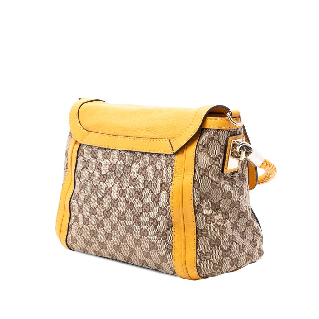 Gucci GG Canvas Bella Flap Satchel Beige Good condition - Back View