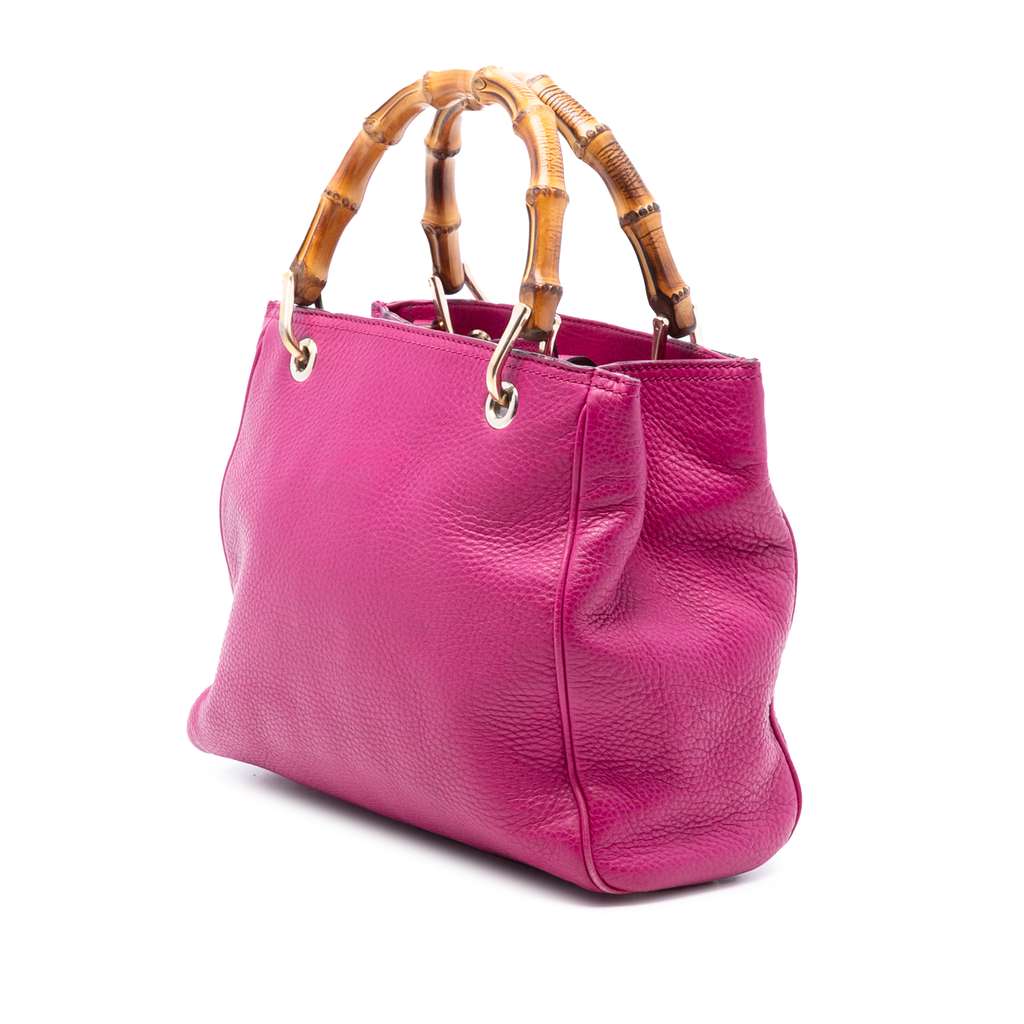Gucci Small Calfskin Bamboo Shopper Satchel Pink Leather Good condition - Back View