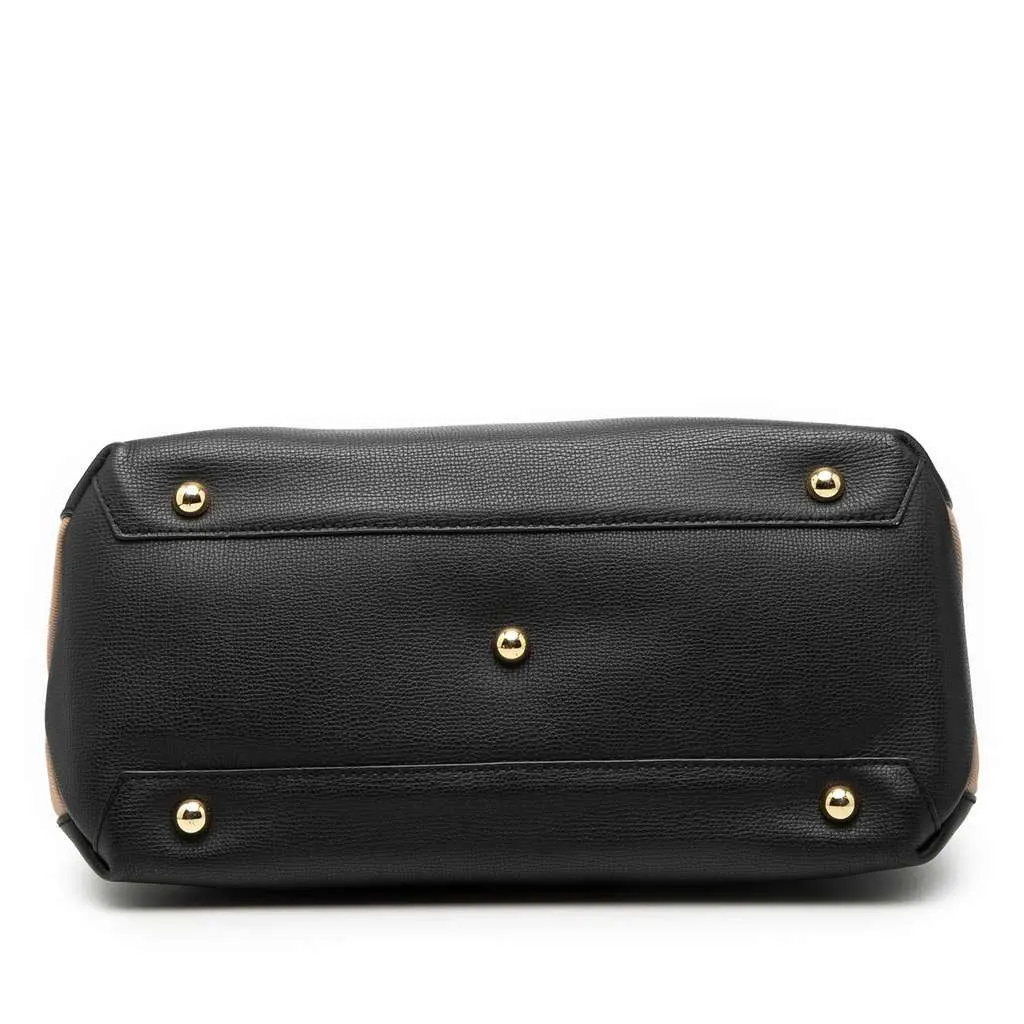 Burberry Medium Leather and House Check Banner Satchel Black Leather Very good - Inside View