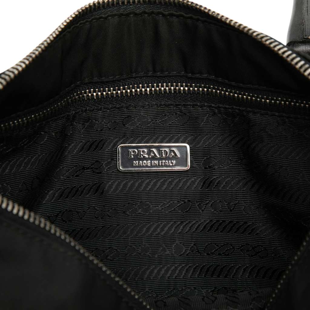 Prada Vitello Trimmed Tessuto Handbag Black Good condition - Box View