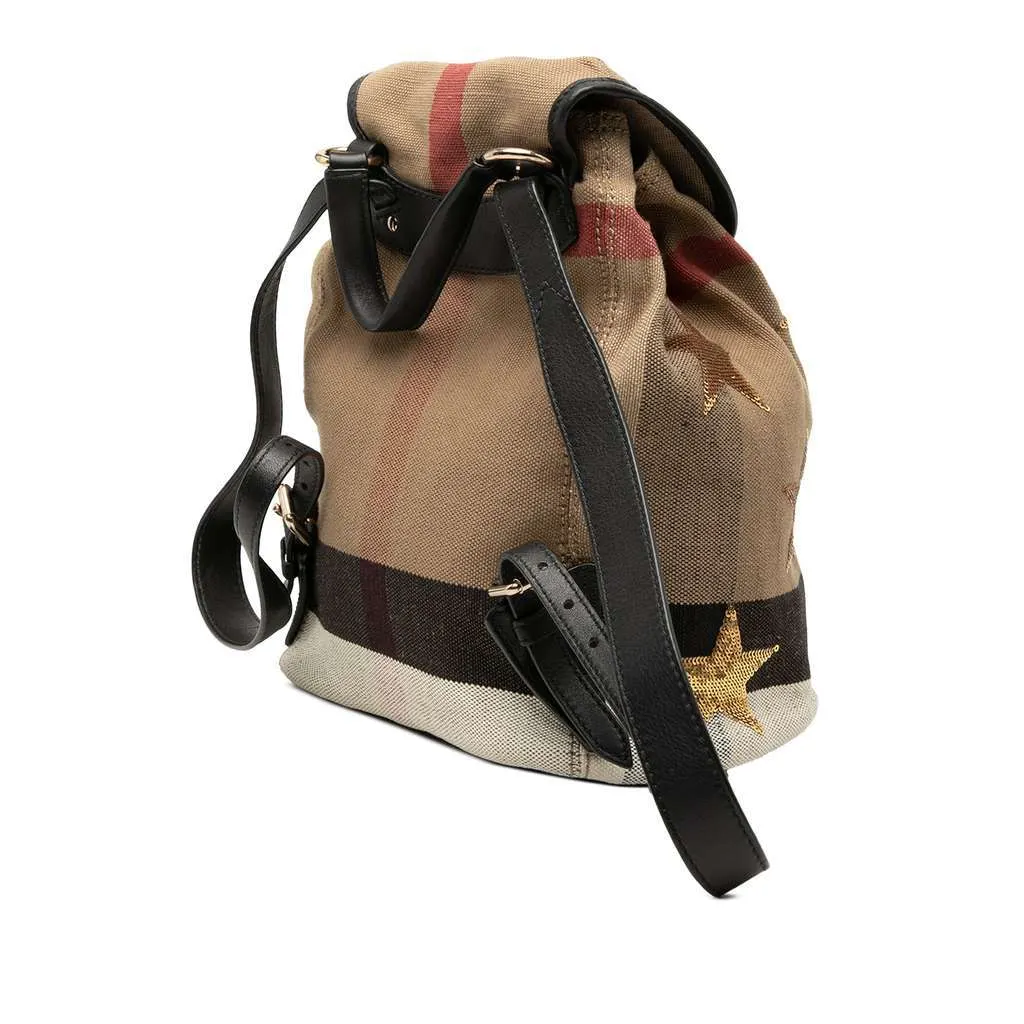 Burberry Mega Check Canvas Star Sequin Backpack Brown Canvas Very good - Back View
