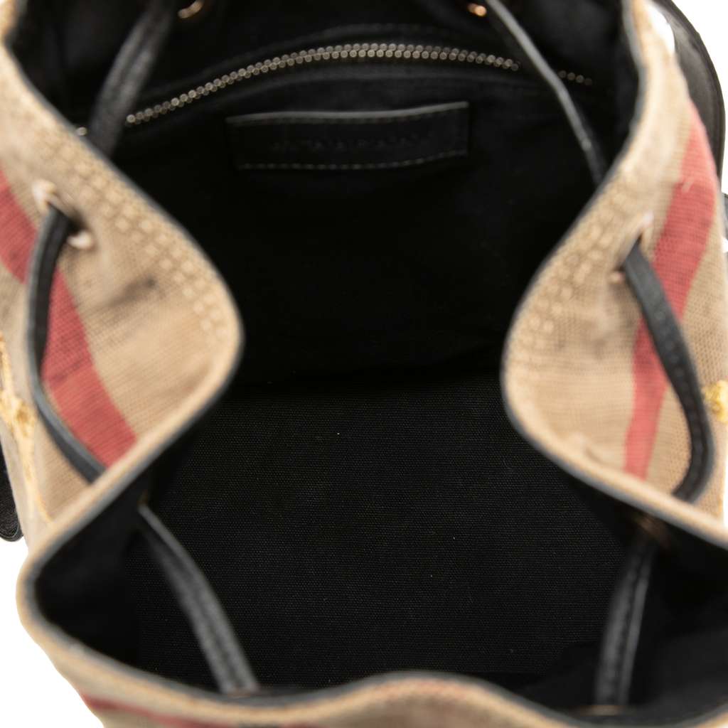 Burberry Mega Check Canvas Star Sequin Backpack Brown Canvas Good condition - Model View