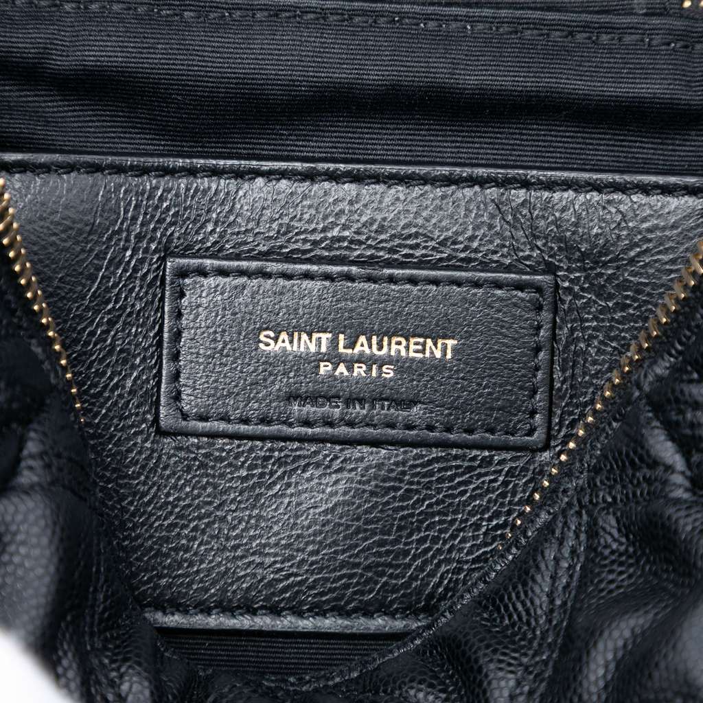 Saint Laurent Grain de Poudre Quilted 80s Vanity Bag Black Leather Good condition - Box View