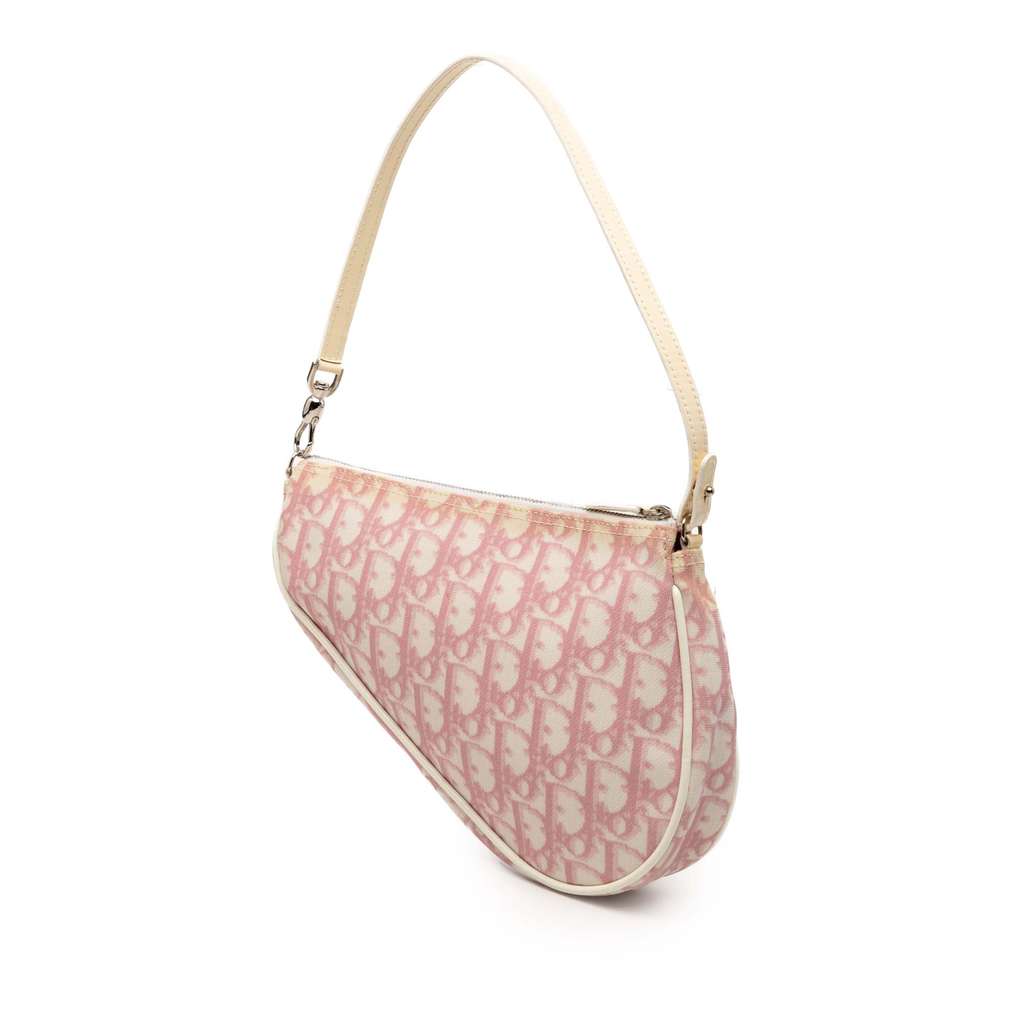 Dior Mini Diorissimo Coated Canvas Saddle Pochette Pink Canvas Good condition - Back View