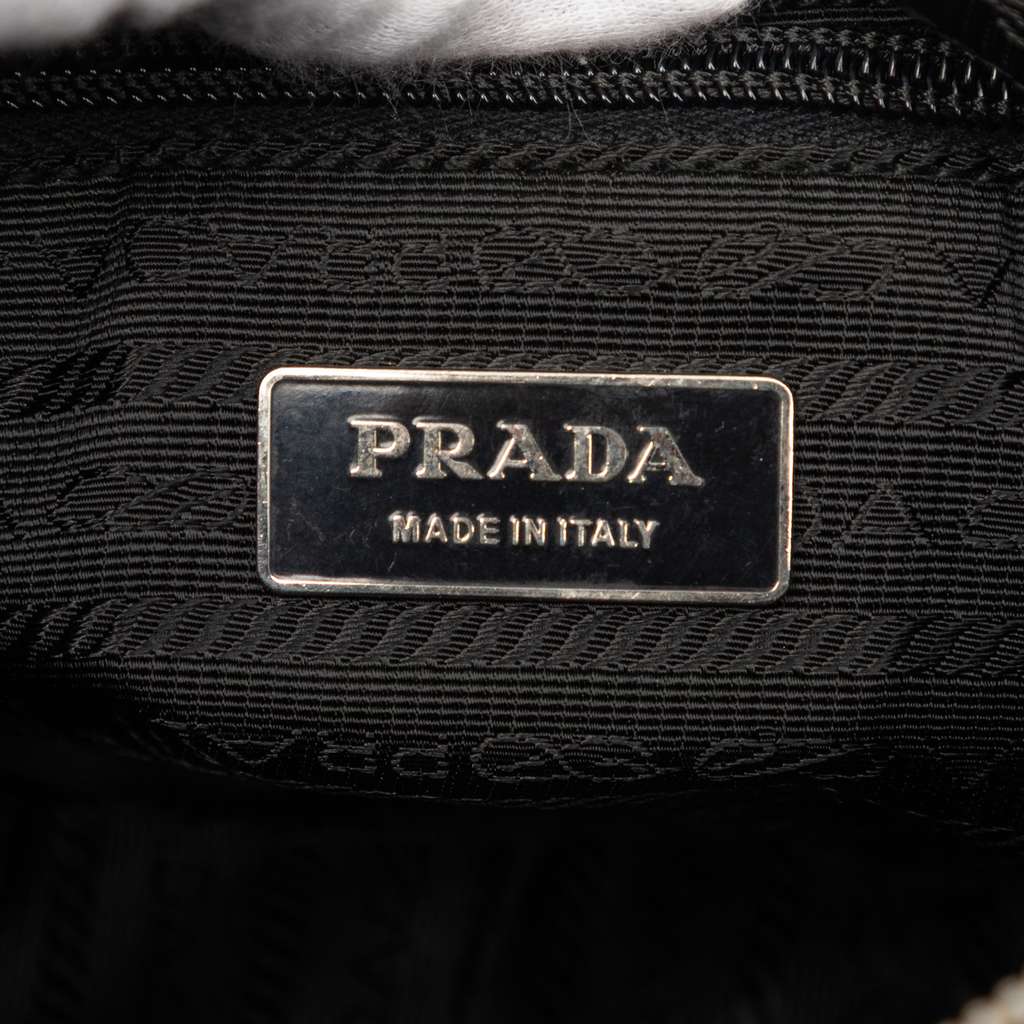 Prada Leather Trimmed Tessuto Shoulder Bag Black Good condition - Box View