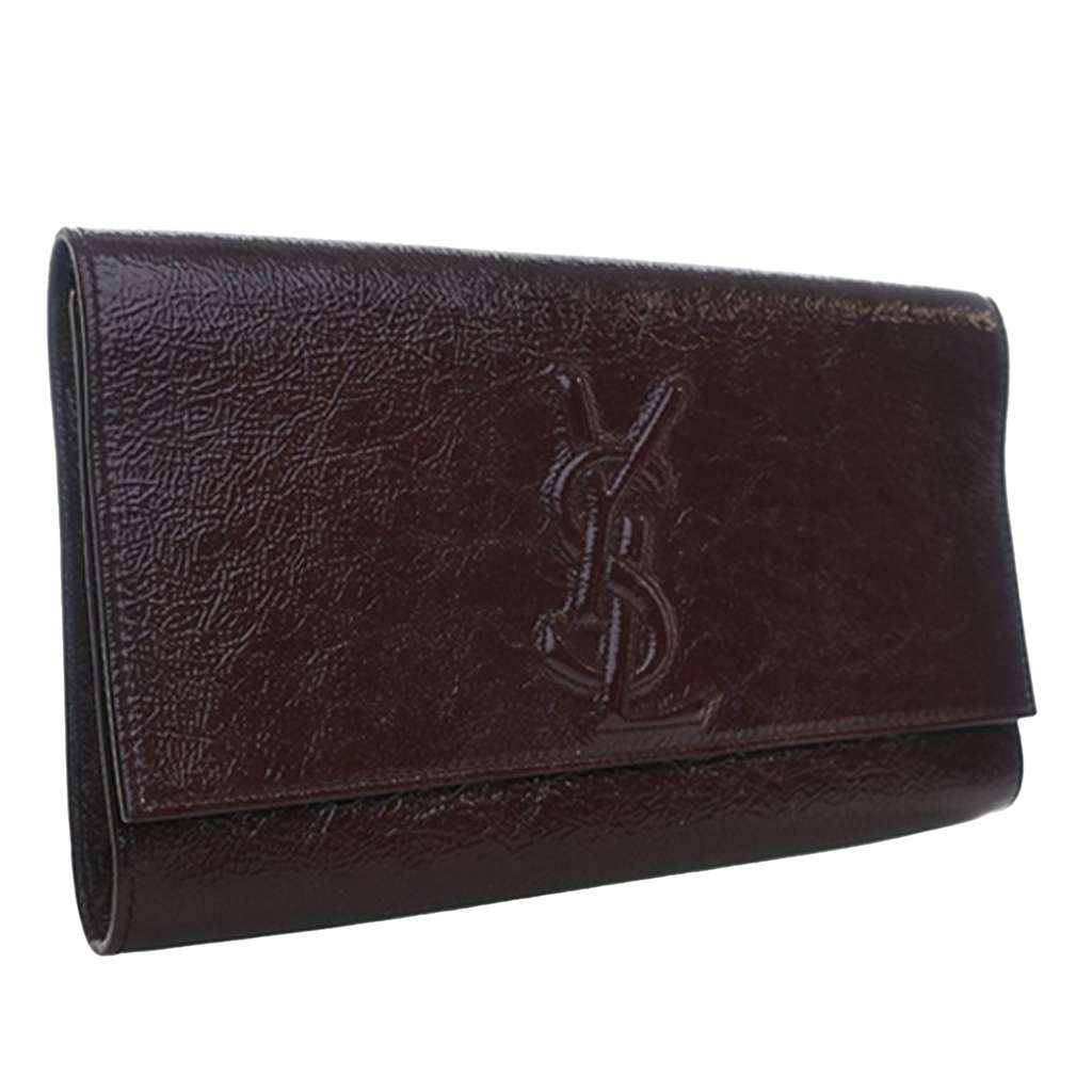 Saint Laurent Large Textured Patent Monogram Belle De Jour Clutch Red Leather Good condition - Inside View