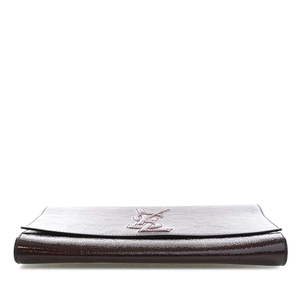 Saint Laurent Large Textured Patent Monogram Belle De Jour Clutch Red Leather Good condition - Box View