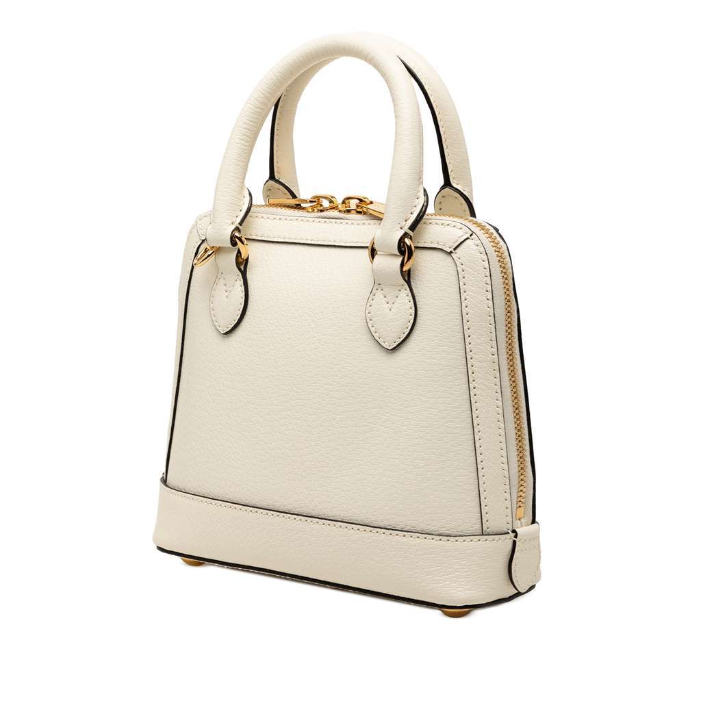 Gucci Adidas Mini Leather Horsebit 1955 Top Handle Bag White Leather Good condition - Back View