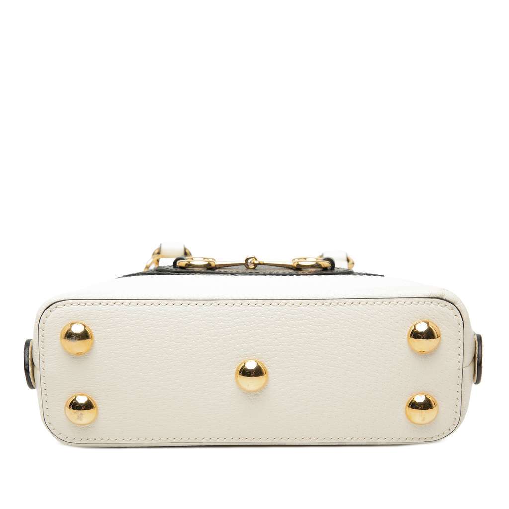 Gucci Adidas Mini Leather Horsebit 1955 Top Handle Bag White Leather Good condition - Inside View