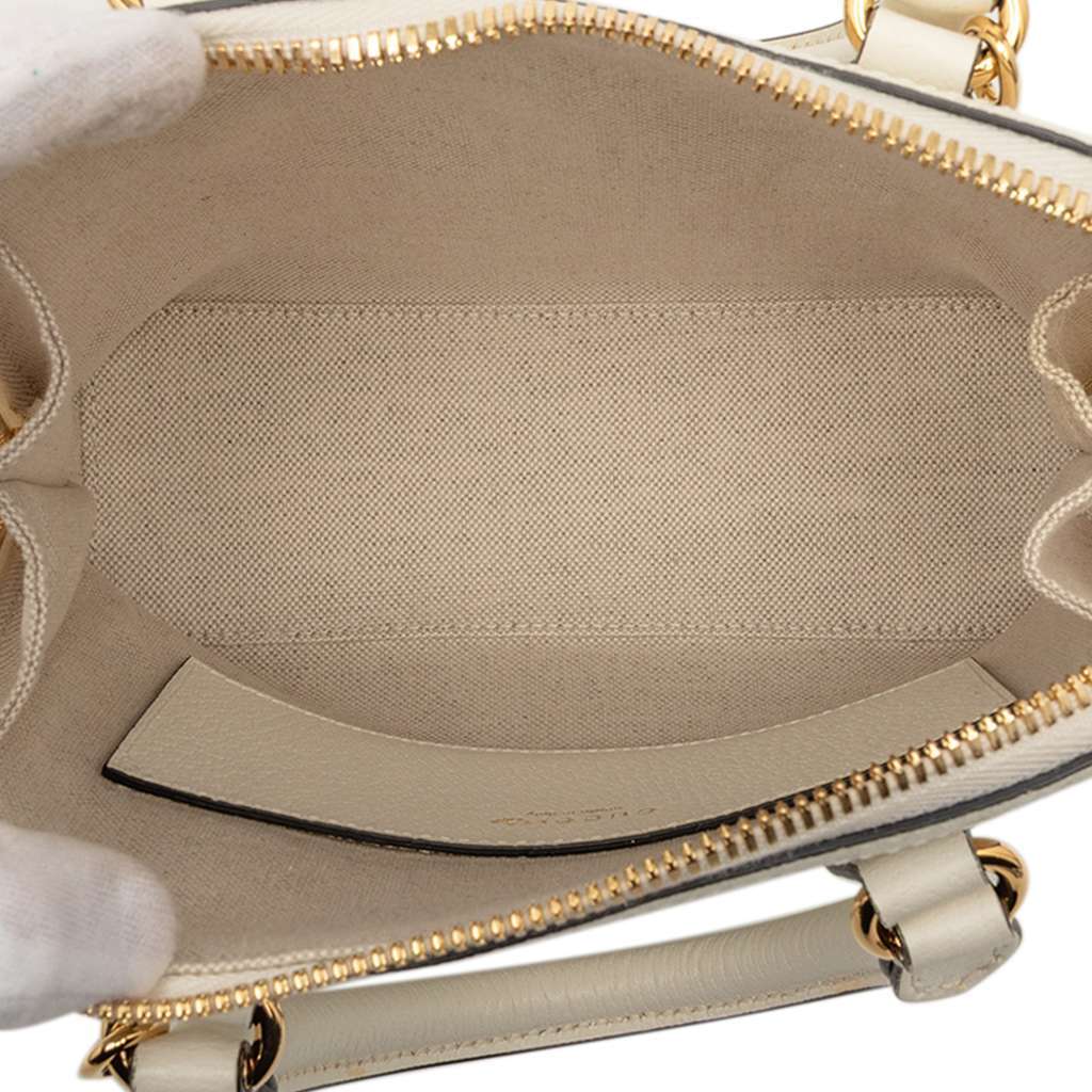 Gucci Adidas Mini Leather Horsebit 1955 Top Handle Bag White Leather Good condition - Model View