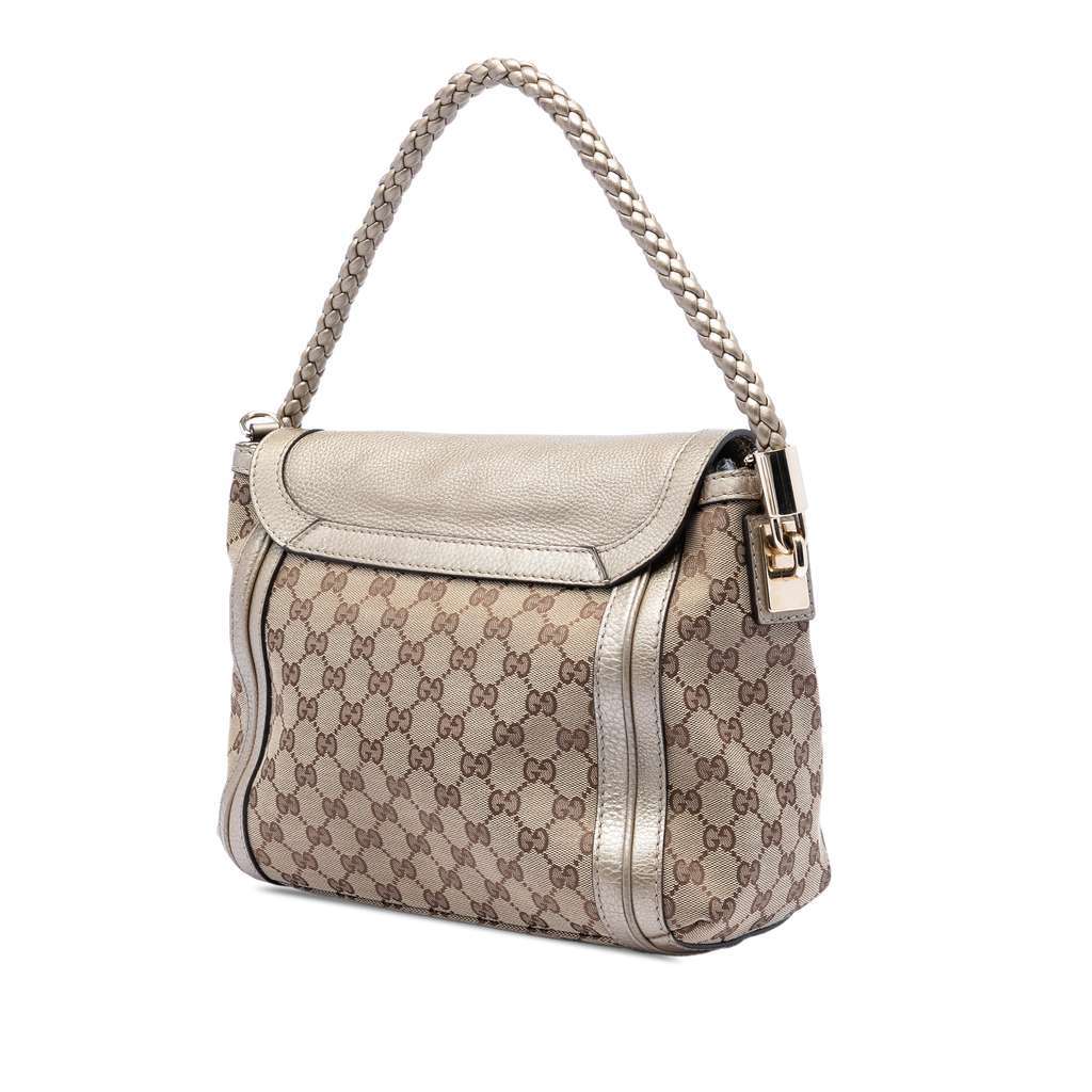 Gucci GG Canvas Bella Flap Satchel Beige Good condition - Back View