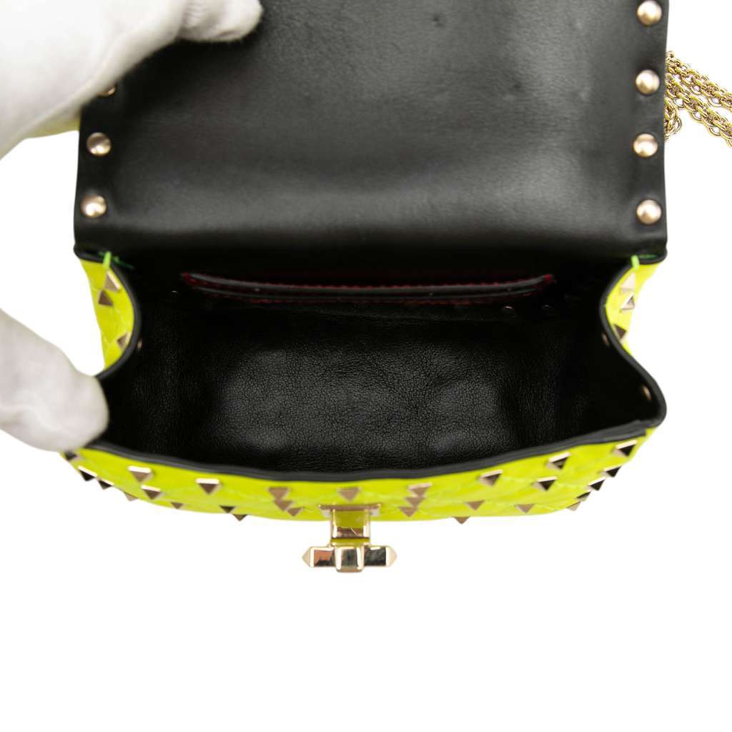 Valentino Mini Nappa Rockstud Spike Satchel Yellow Leather Good condition - Model View