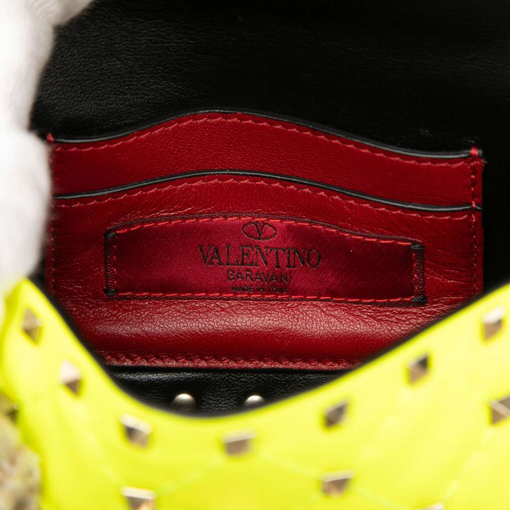 Valentino Mini Nappa Rockstud Spike Satchel Yellow Leather Good condition - Box View