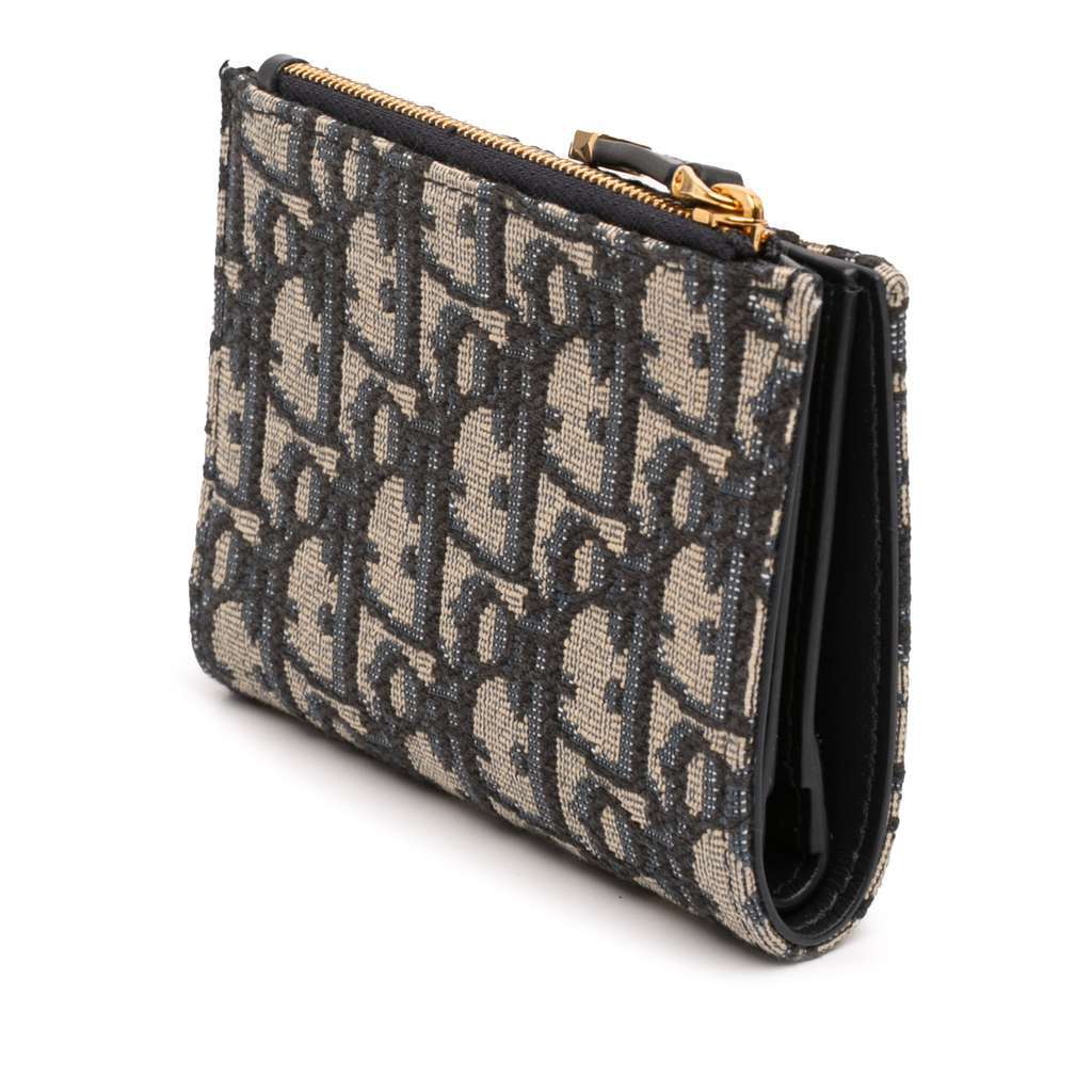 Dior Oblique Jacquard 30 Montaigne Dahlia Wallet Blue Jacquard Good condition - Back View