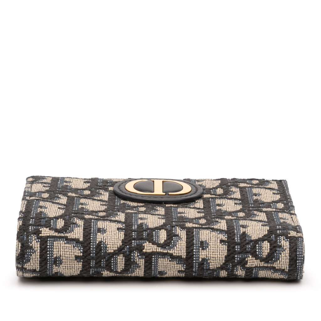 Dior Oblique Jacquard 30 Montaigne Dahlia Wallet Blue Jacquard Good condition - Inside View