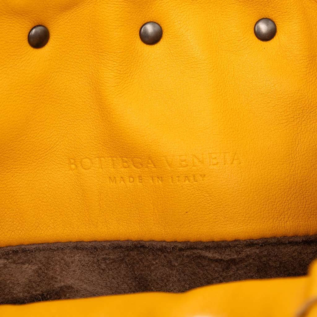 Bottega Veneta Nappa Intrecciato Drawstring Bucket Bag Orange Leather Good condition - Box View
