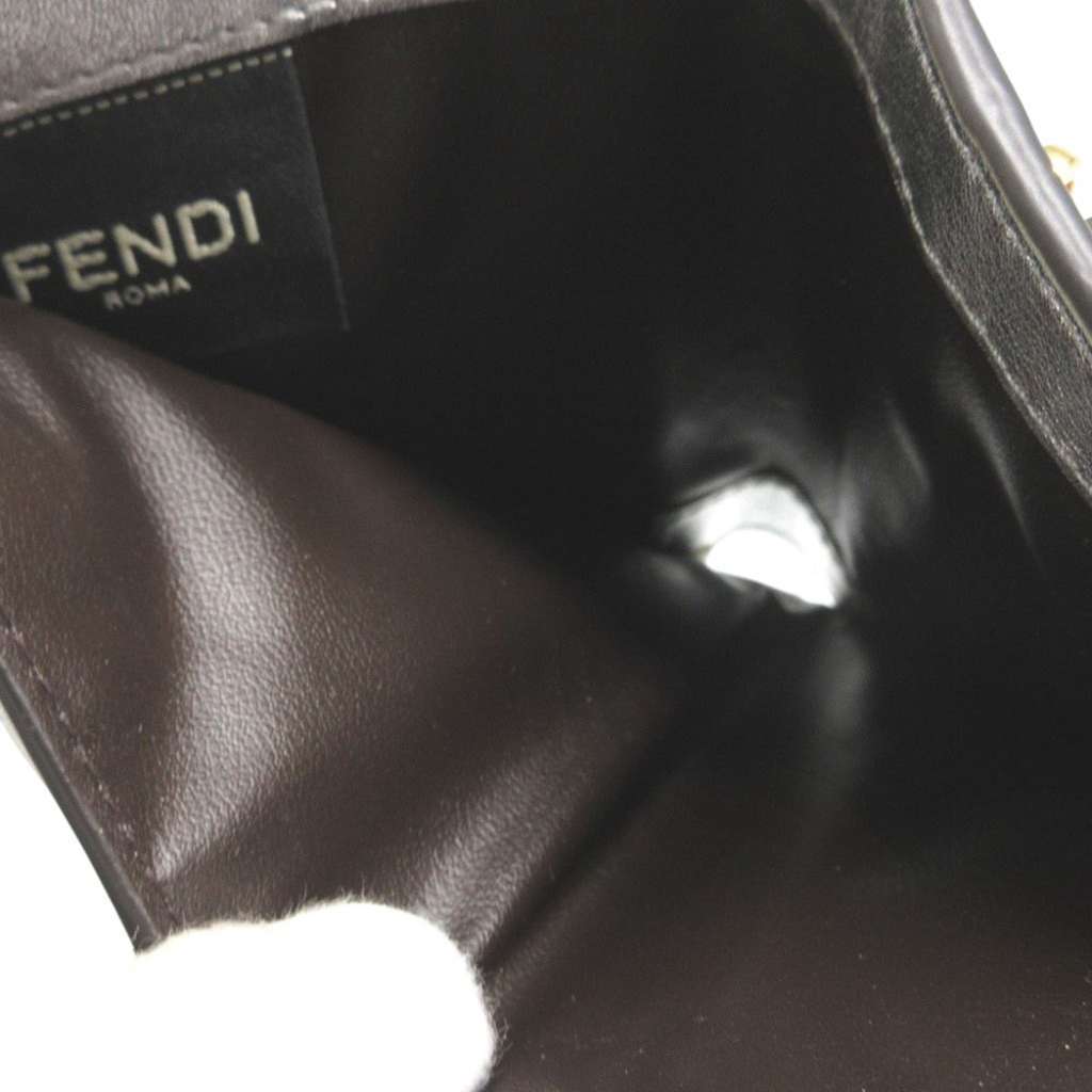 Fendi Metallic Leather Logo Bifold Compact Wallet Silver Leather Good condition - Model View