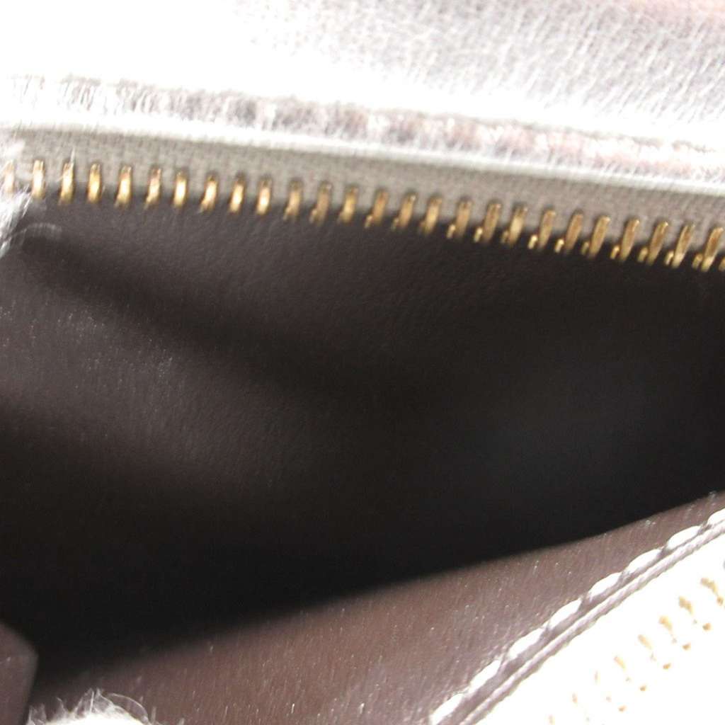 Fendi Metallic Leather Logo Bifold Compact Wallet Silver Leather Good condition - Box View