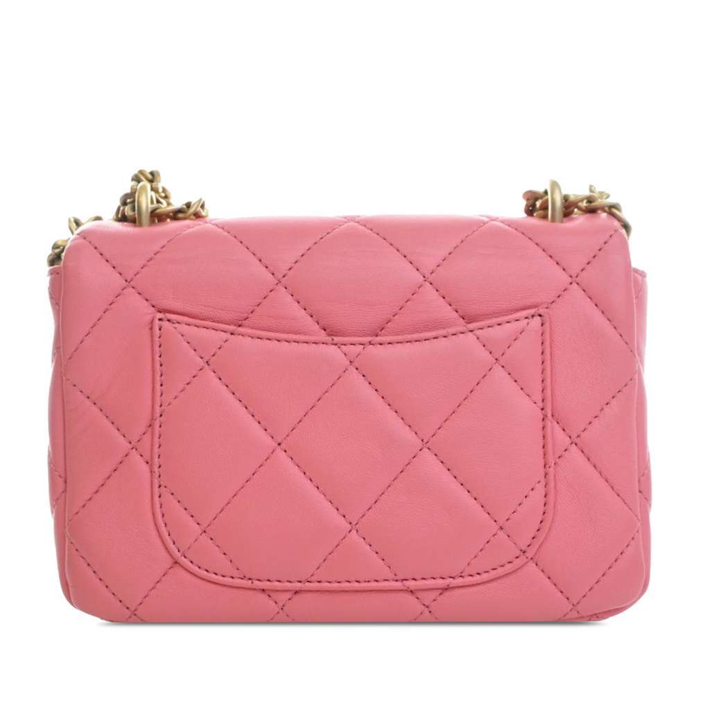 Chanel Mini Lambskin Pending CC Flap Pink Leather Good condition - Inside View