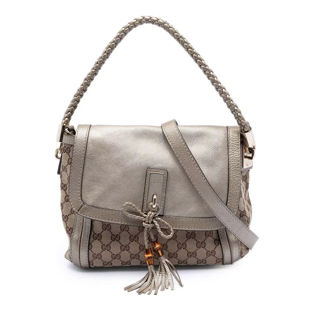 Gucci GG Canvas Bella Flap Satchel Beige Very good - Front View