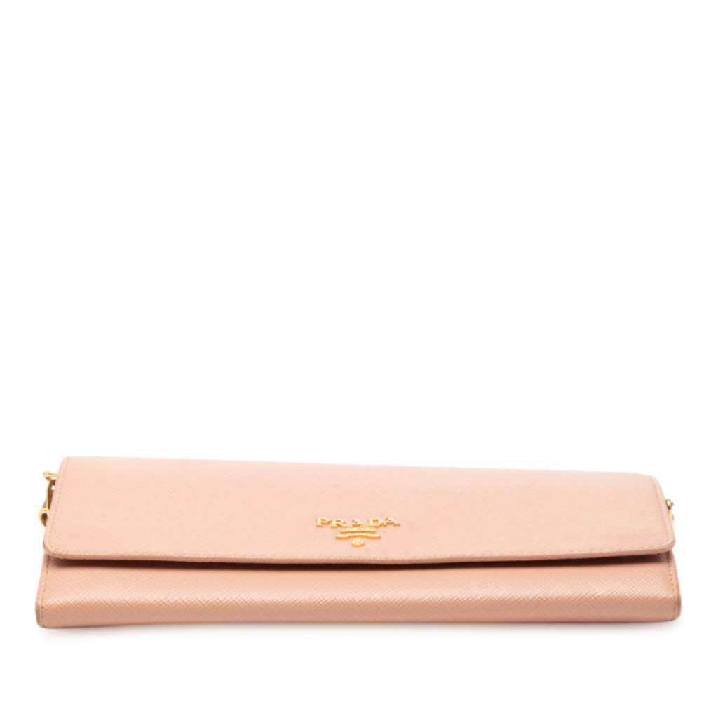 Prada Saffiano Wallet On Chain Pink Leather Good condition - Inside View