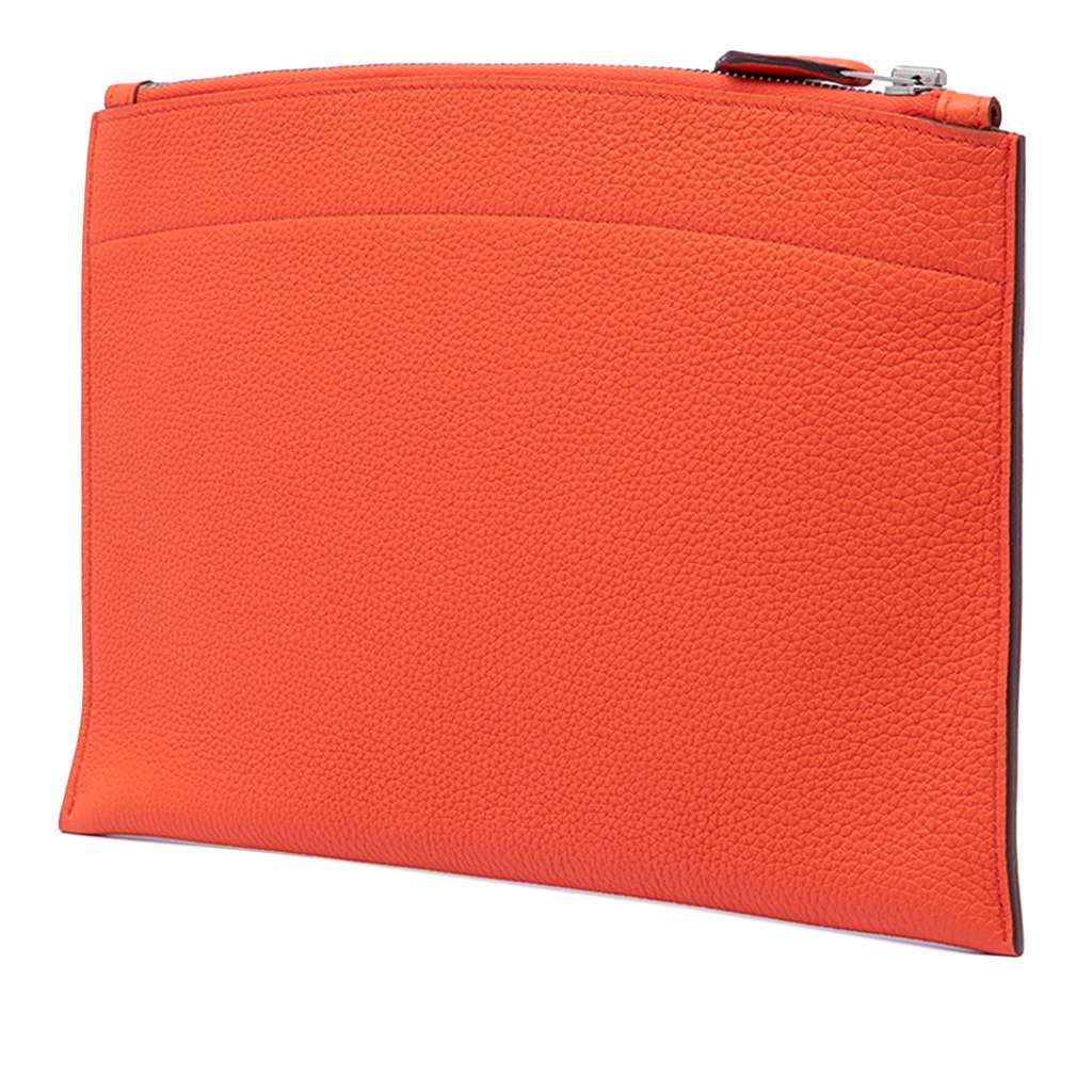 Hermès Small Togo Bazar Pouch Orange Leather Good condition - Back View