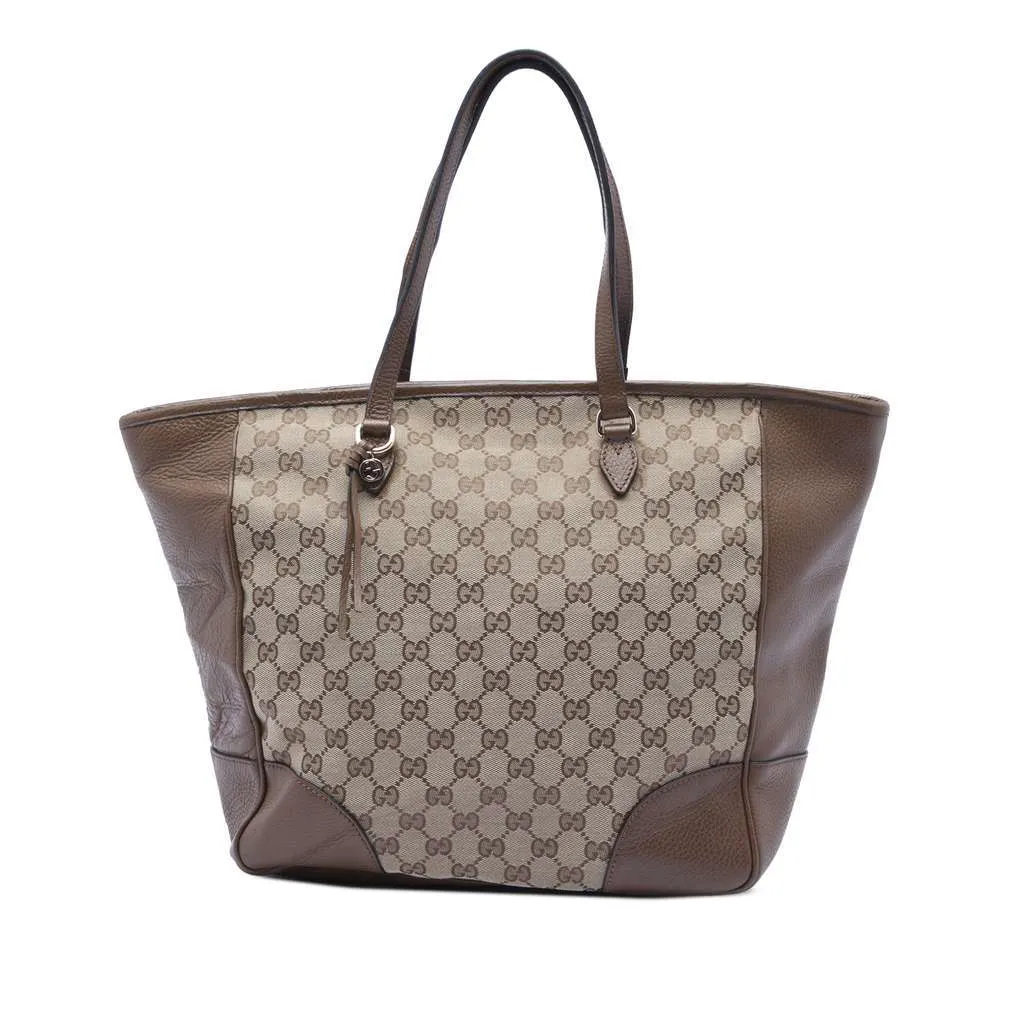 Gucci GG Canvas Bree Zippered Tote Beige Very good - Front View