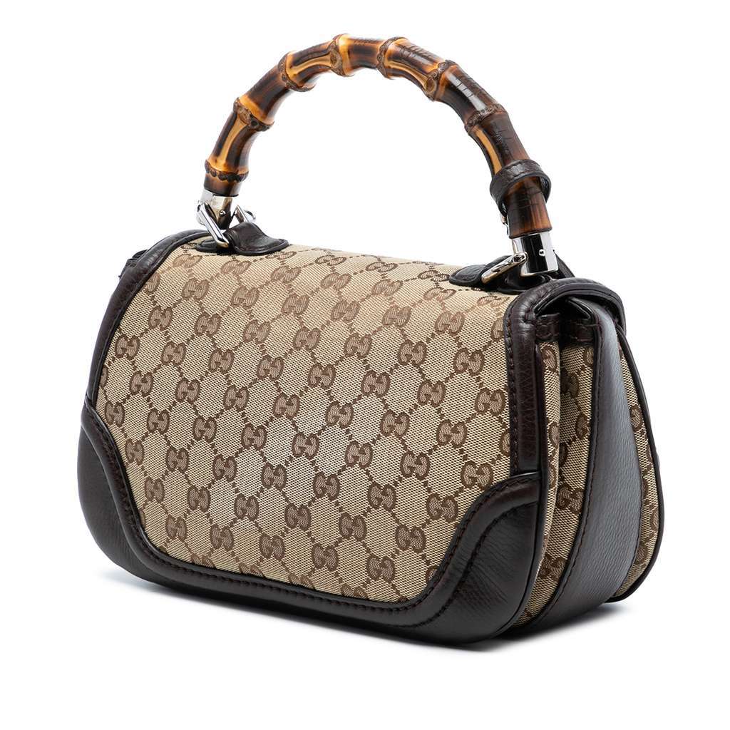 Gucci Medium GG Canvas New Bamboo Top Handle Bag Beige Good condition - Back View