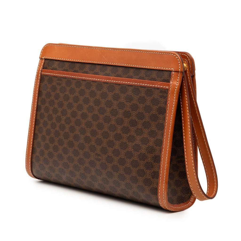 Celine Macadam Coated Canvas Clutch Brown Canvas Good condition - Back View