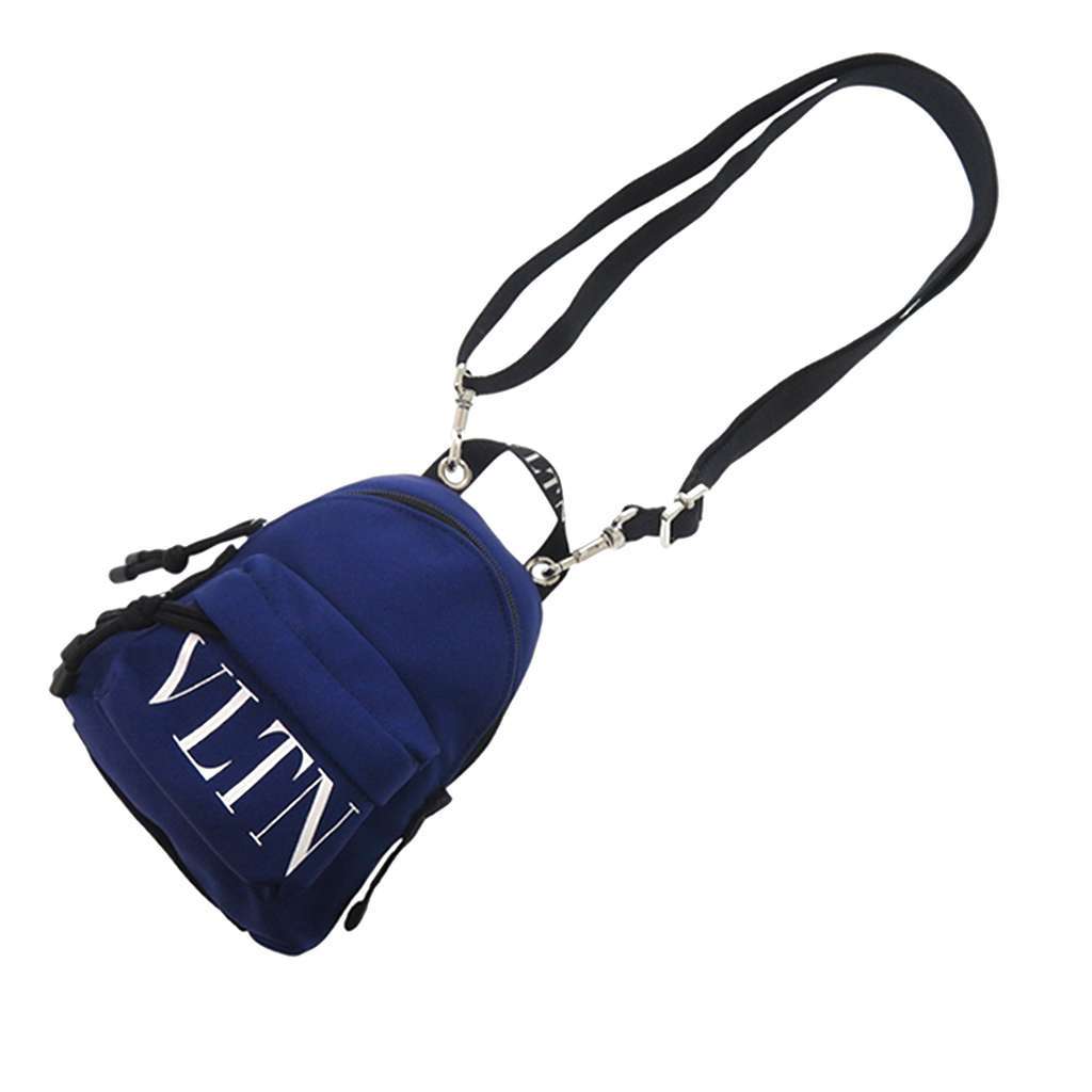 Valentino Mini Canvas VLTN Convertible Backpack Blue Canvas Good condition - Back View