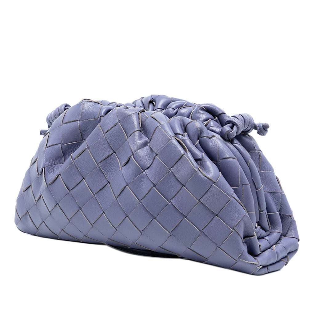 Bottega Veneta Nappa Intrecciato The Mini Pouch Crossbody Purple Leather Good condition - Back View