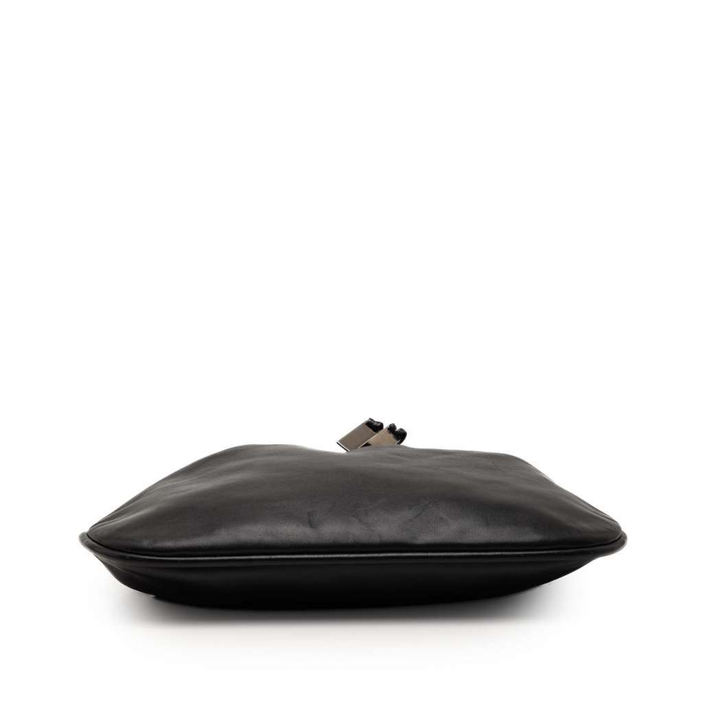 Gucci Calfskin Bamboo Drawstring Hobo Bag Black Leather Good condition - Inside View