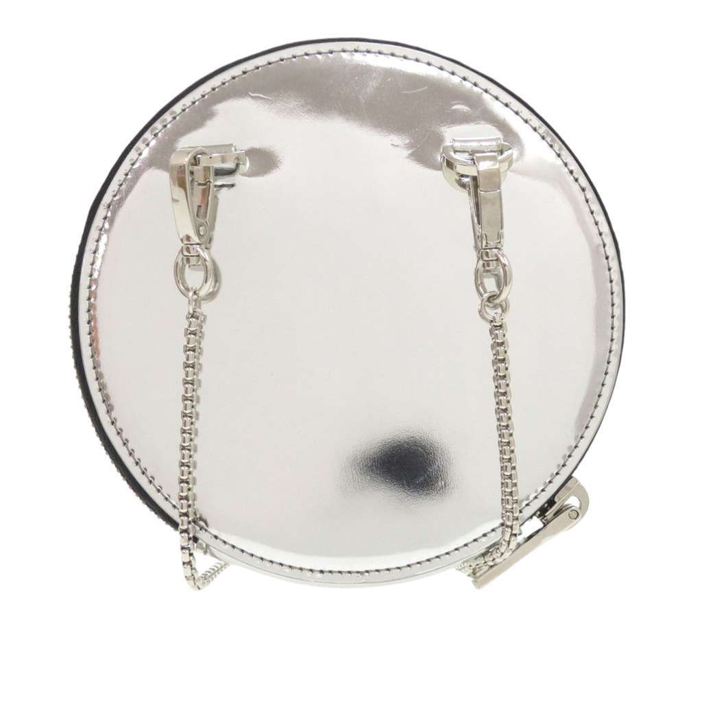 Prada Spazzolato Round Chain Coin Crossbody Silver Leather Good condition - Back View
