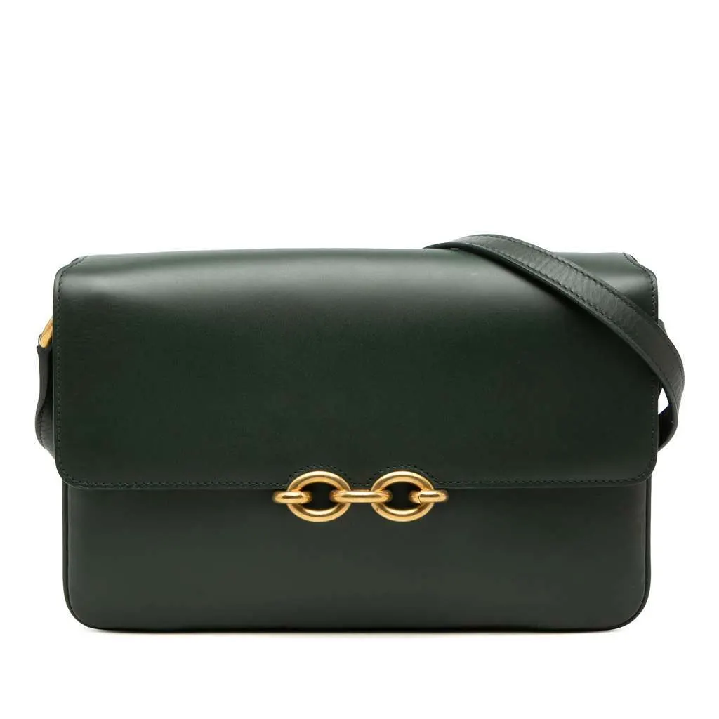 Saint Laurent Smooth Calfskin Le Maillon Crossbody Green Leather Very good - Front View