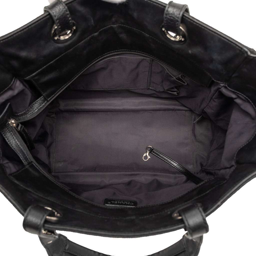 Chanel Large Quilted Coated Canvas Paris Biarritz Tote Black Canvas Fair condition - Model View