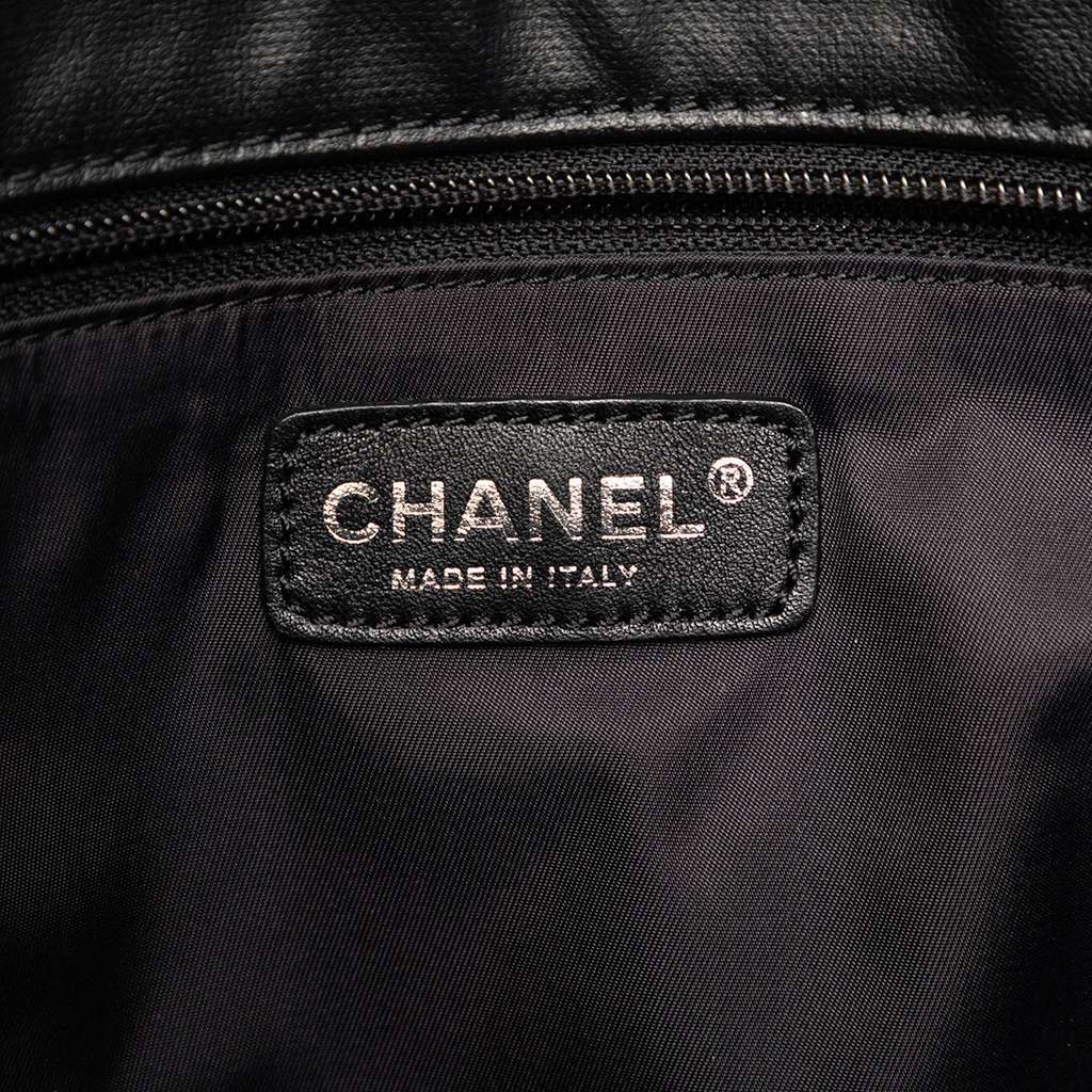 Chanel Large Quilted Coated Canvas Paris Biarritz Tote Black Canvas Fair condition - Box View