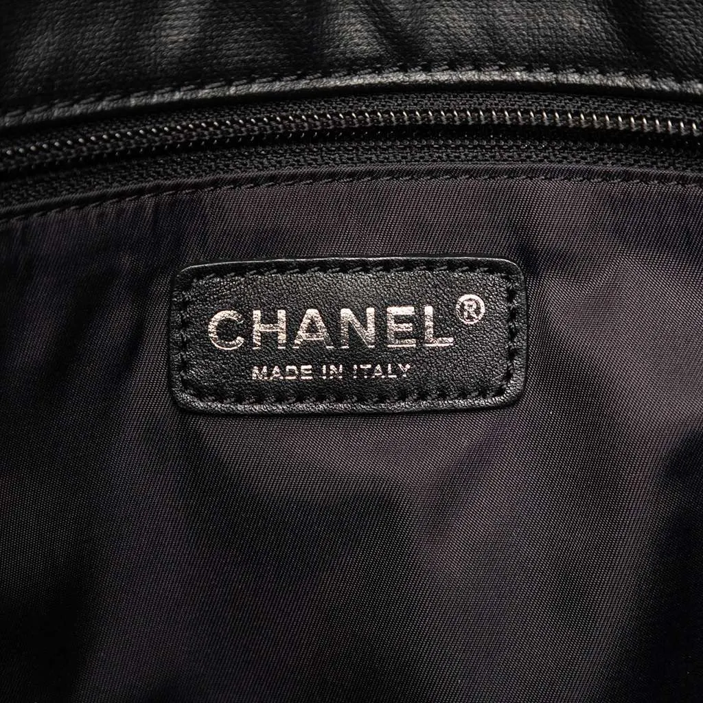 Chanel Large Quilted Coated Canvas Paris Biarritz Tote Black Canvas Good - Box View