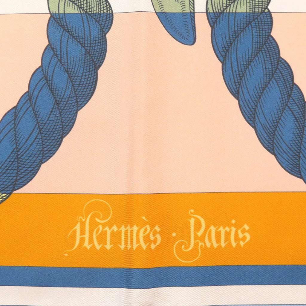 Hermès Della Cavalleria Double Face Silk Scarf 90 Orange Silk Very good condition - Box View